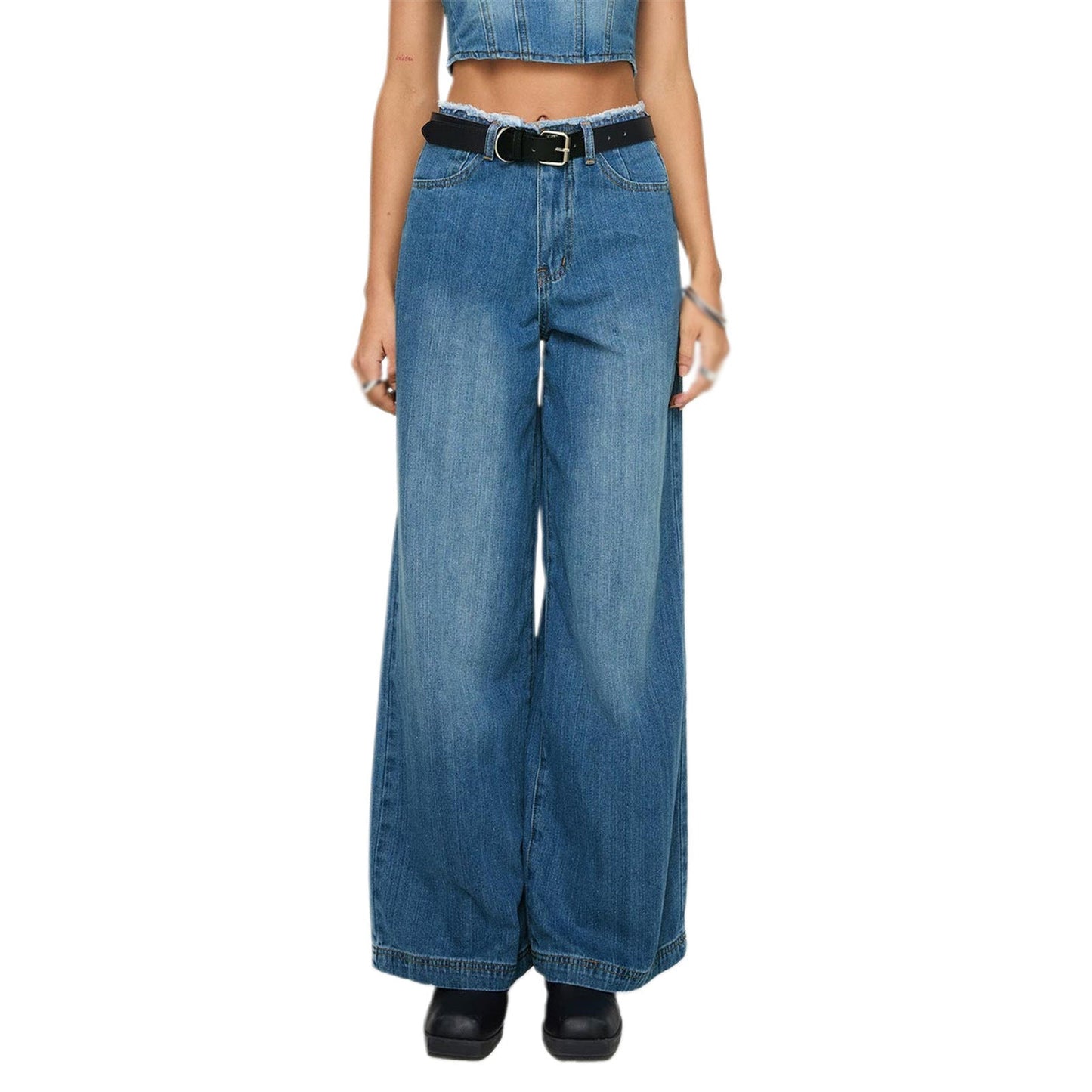 Retro Baggy High Waist Straight Leg Jeans
