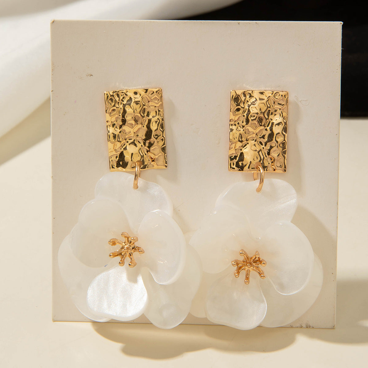Fresh Camellia Drop Earrings With Imitation Pearls