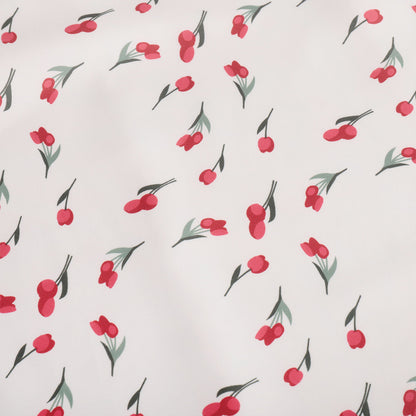 Cherry Print Elegant High-Waisted Midi Skirt