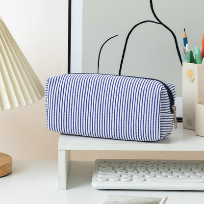 Color Block Striped Makeup Pencil Pouch