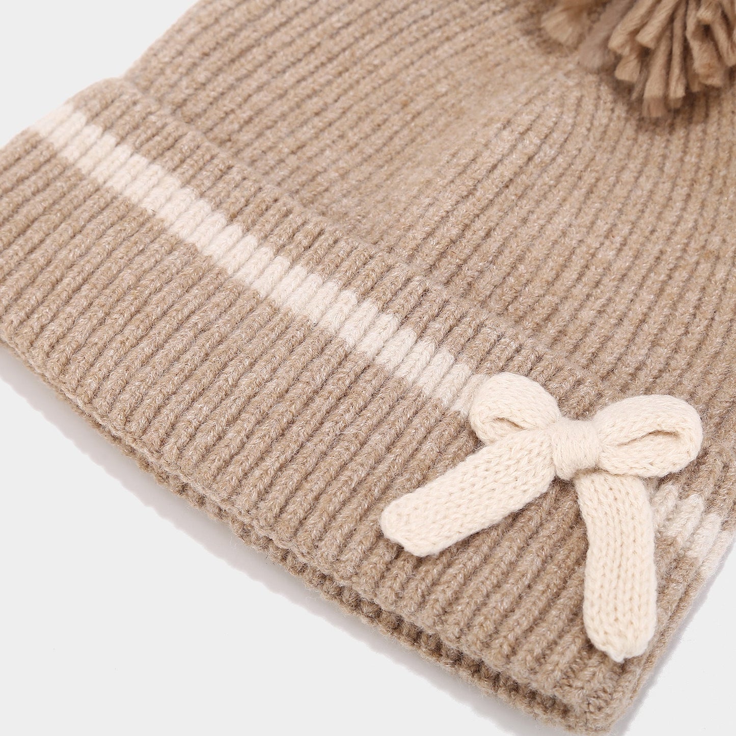 Winter Cute Bow Knot Hat Scarf Gloves Set