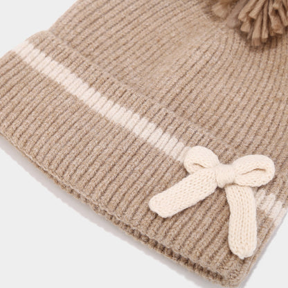 Winter Cute Bow Knot Hat Scarf Gloves Set