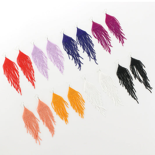 Solid Color Vintage Tassel Drop Earrings