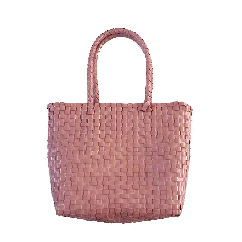 Summer Straw Tote Bag Handmade PVC Beach Shoulder Bag