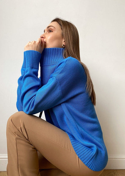 High Neck Knit Sweater Soft Knit Fabric