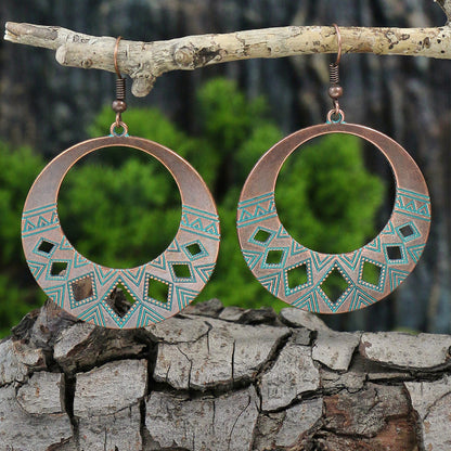 Vintage Bohemian Tassel Drop Earrings Geometric Alloy Jewelry
