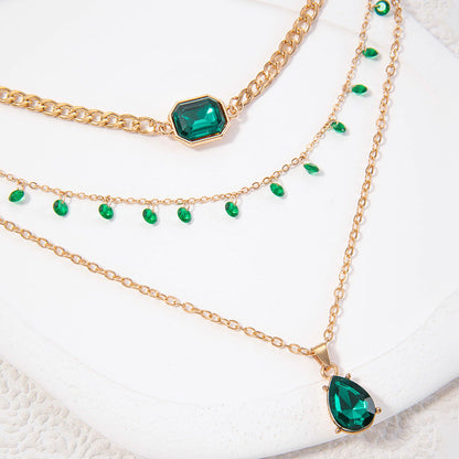 Emerald Green Butterfly Necklace With Layered Design And Heart Charm