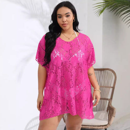 Sexy Lace V-Neck Hollow Out Beach Maxi Dress