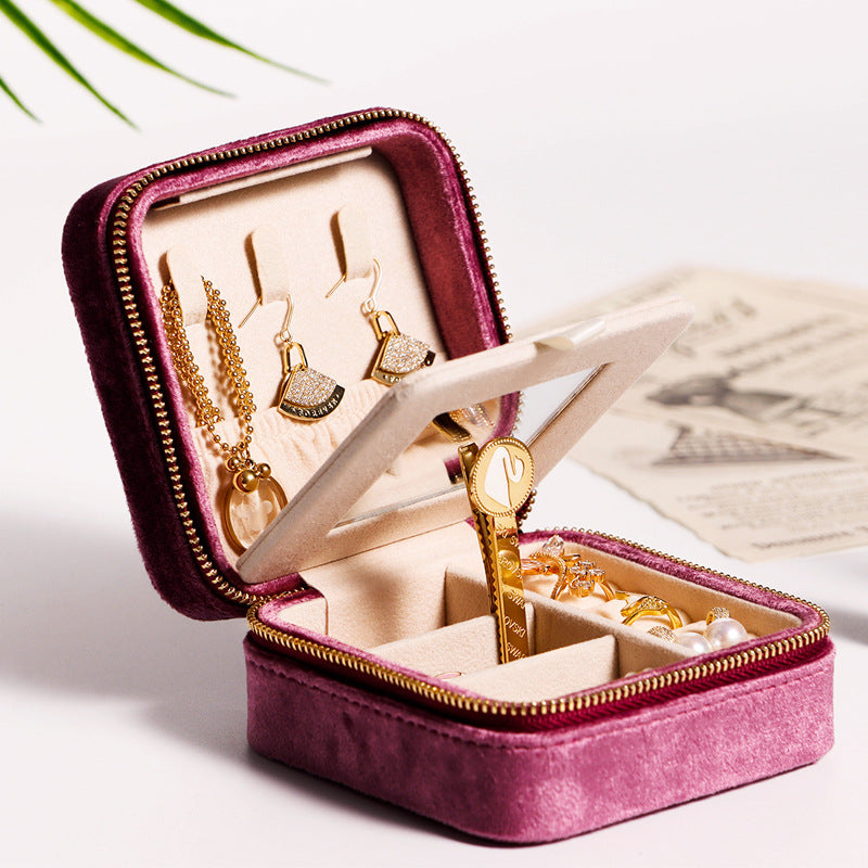 Plush Solid Color Travel Jewelry Case