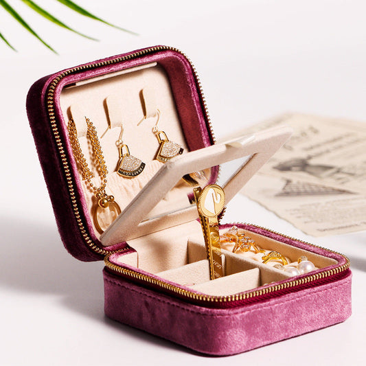 Plush Solid Color Travel Jewelry Case