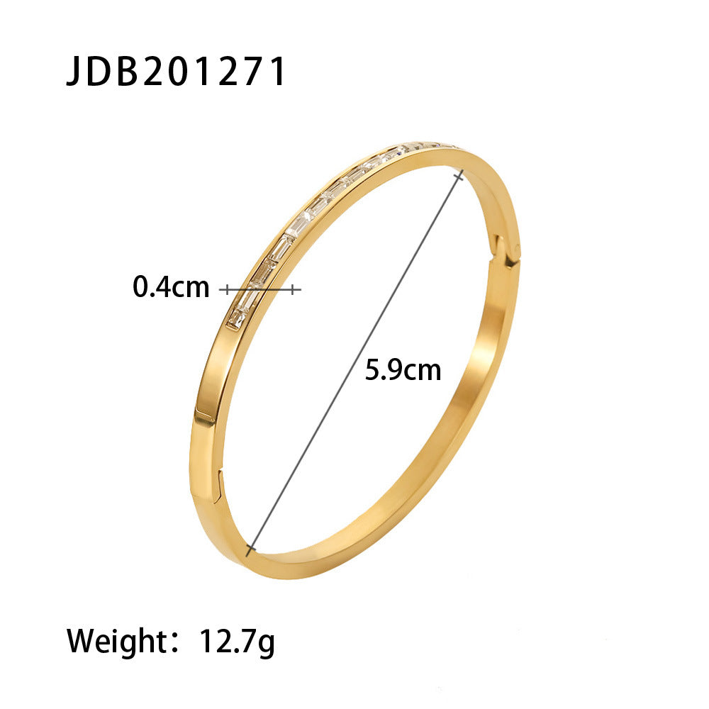 Vintage Zircon Wide Simple Bracelet