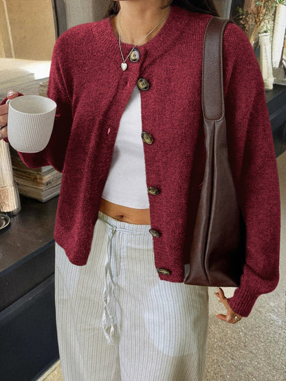 Minimalist Long Sleeve Button Down Knit Cardigan