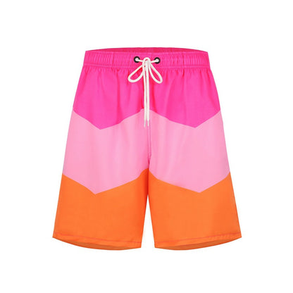 Men'S Parental Swim Trunks Floral Print Polyester Beach Shorts