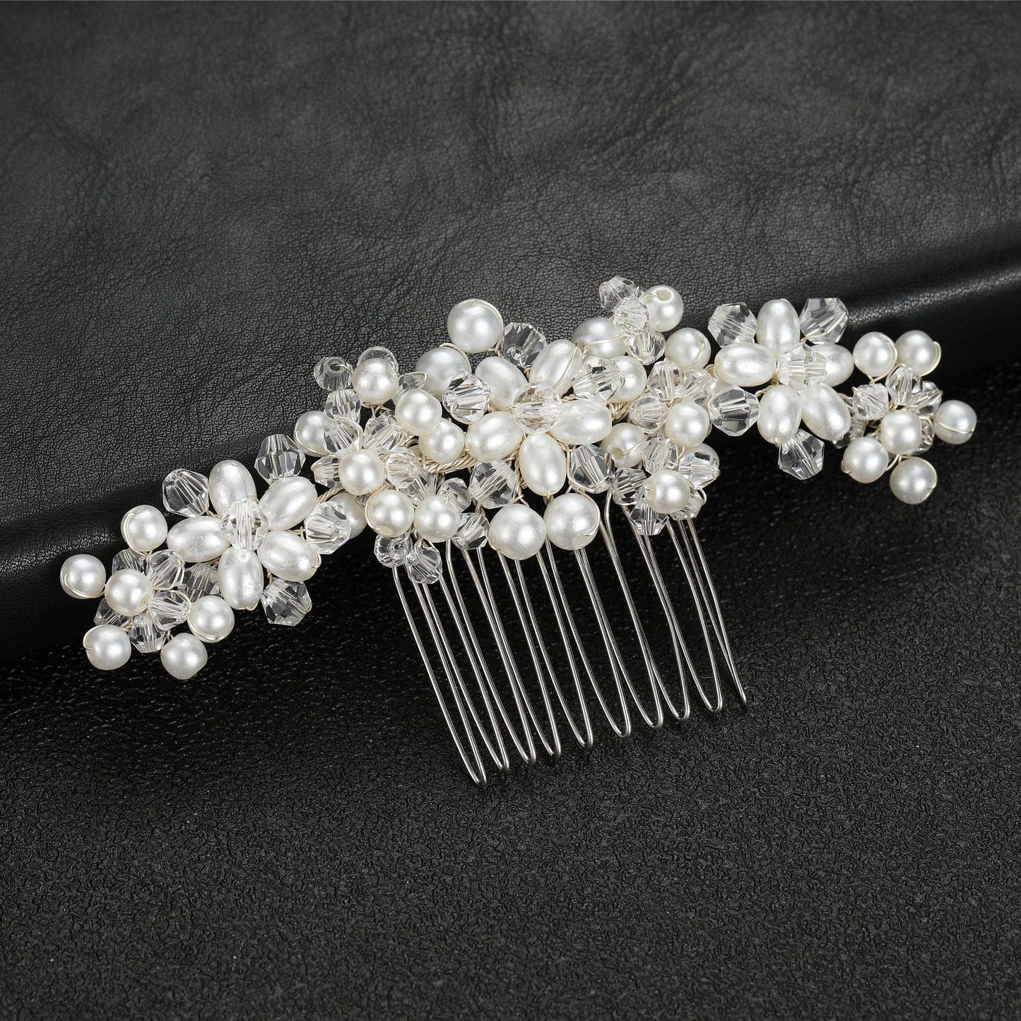 Bridal Wedding Hair Accessories Handcrafted Pearl Crystal Hair Comb