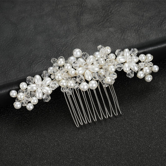 Bridal Wedding Hair Accessories Handcrafted Pearl Crystal Hair Comb