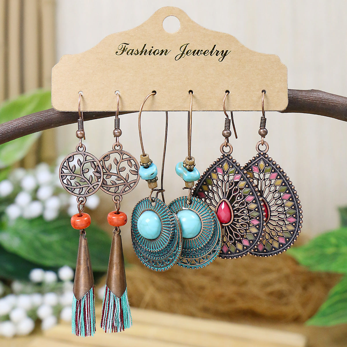 Bohemian Hollow Fringe Earrings Stylish Fishbone Design