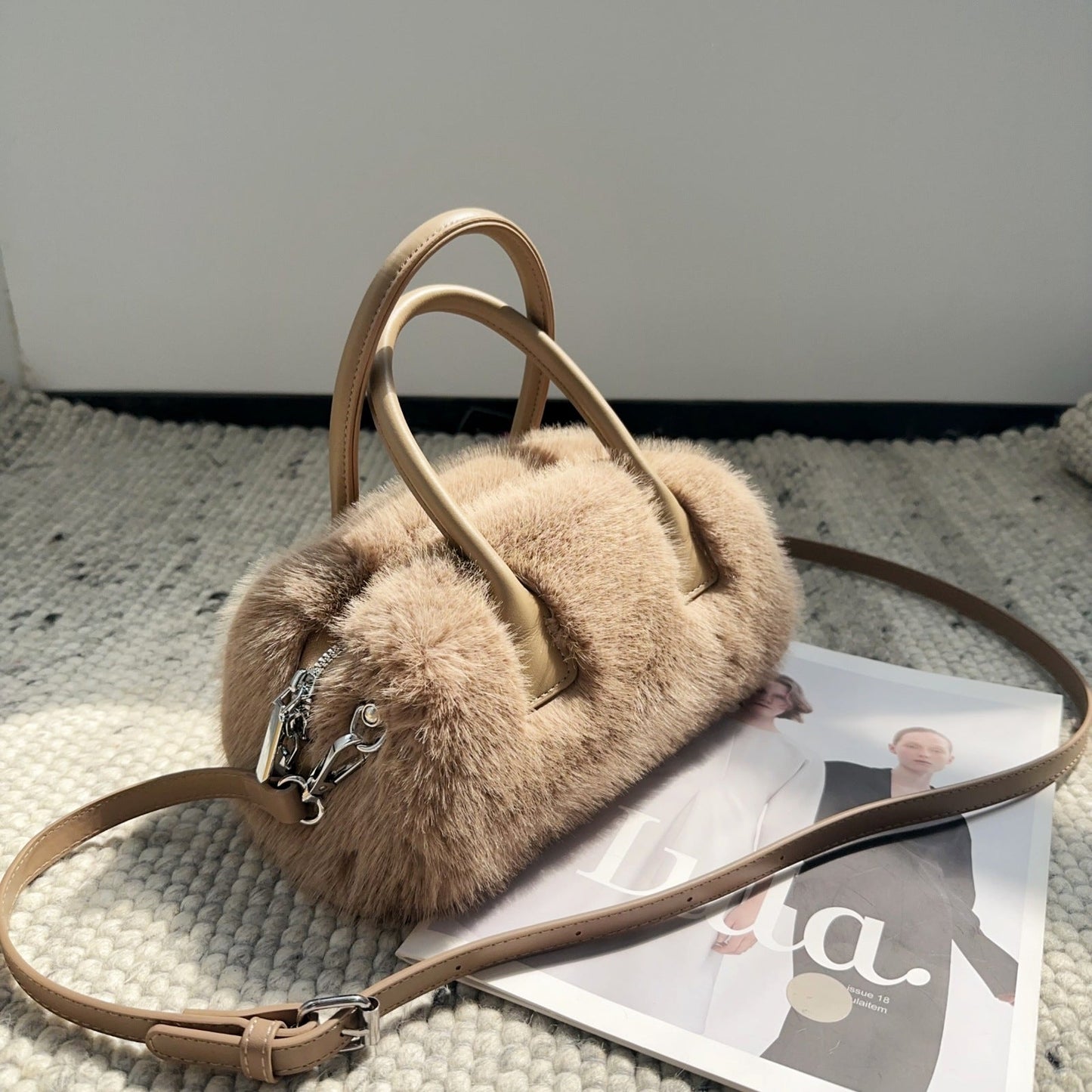Vintage Winter Furry Faux Fur Tote Bag