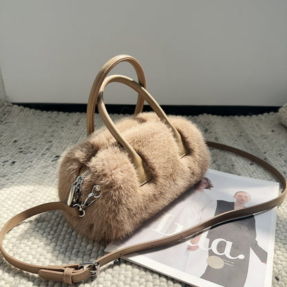 Vintage Winter Furry Faux Fur Tote Bag