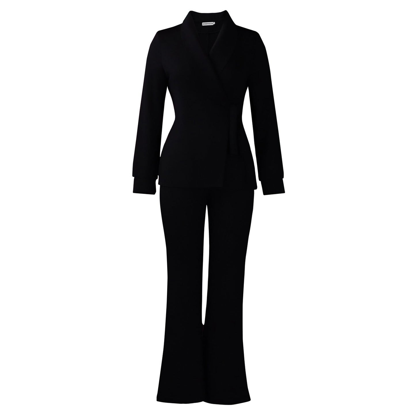 Trendy Women'S Suit Set With Tie-Front Blazer And Trousers