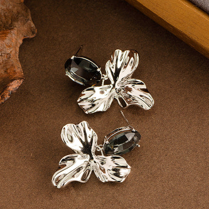 Stylish Irregular Floral Stud Earrings With S925 Silver