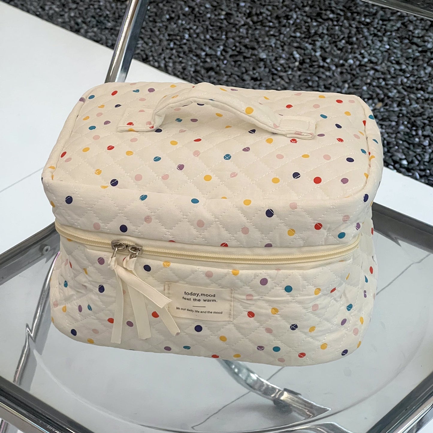Colorful Polka Dot Makeup Bag Large Capacity Travel Clutch