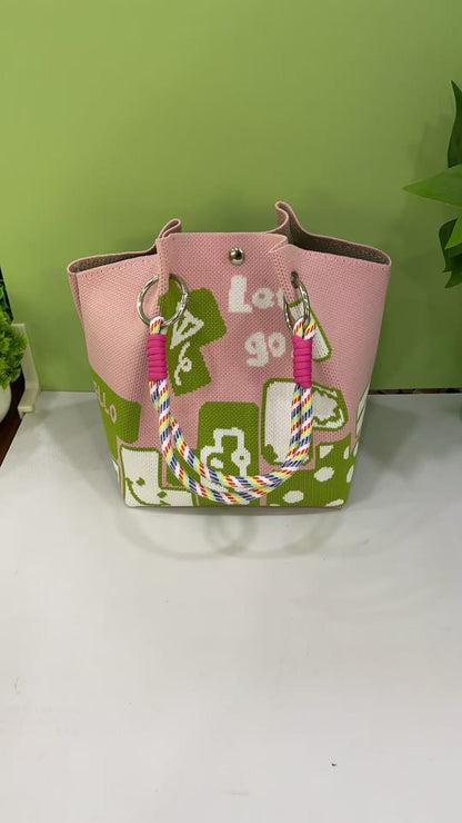 Cute Reindeer Portable Christmas Woven Gift Bag