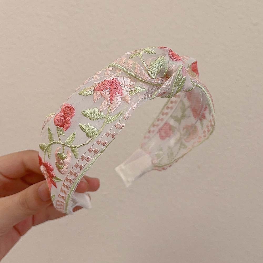 Embroidered Flowers Simple Wide Headbands