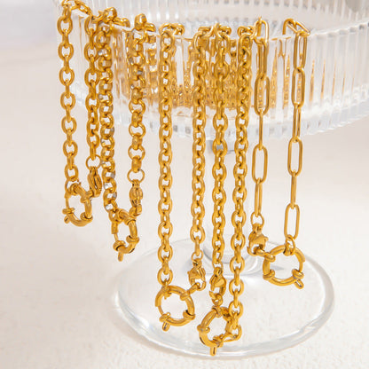 18K Gold Plated Stainless Steel Spring Clasp Necklace Stylish Choker for Women