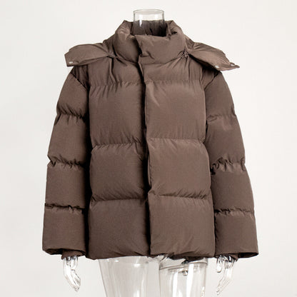 Women's Casual Hooded Cotton Jacket Solid Color Oversized Outerwear