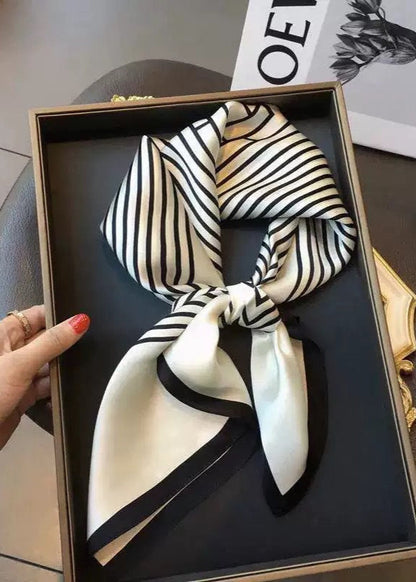 Monochrome Chevron Silk Polyester Satin Scarf