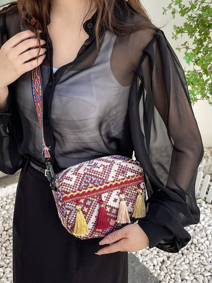 Retro Bohemian Fringe Shoulder Bag Canvas Crossbody