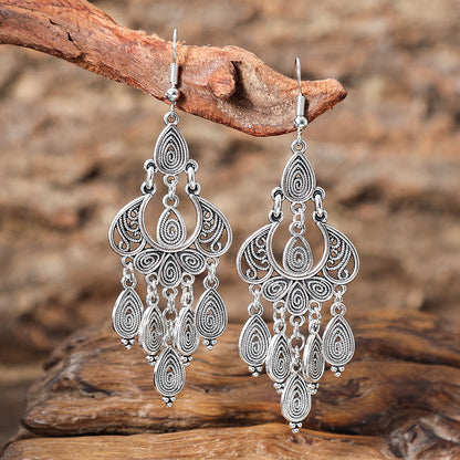 Bohemian Handcrafted Peacock Tassel Earrings Vintage Style Earrings