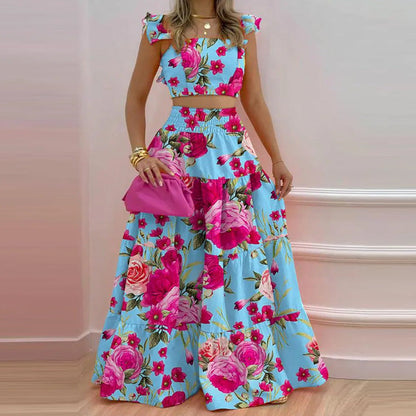New Women's Fashion Set Stylish Solid Color Maxi Dress
