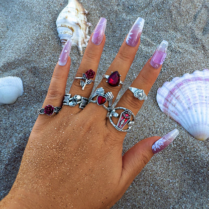 Halloween Gothic Skull Vintage Rings Punk Spider Snake Animal Ring Set