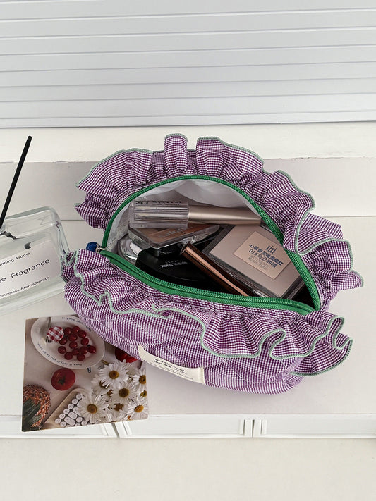 Colorful Checkered Storage Bag Cotton Cozy Design for Everyday Use
