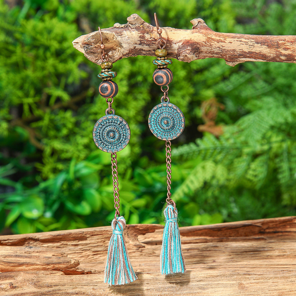Handcrafted Bohemian Long Tassel Earrings Vintage Jewelry