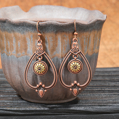 Geometric Alloy Earrings Stylish Bohemian Wood Dangle Earrings