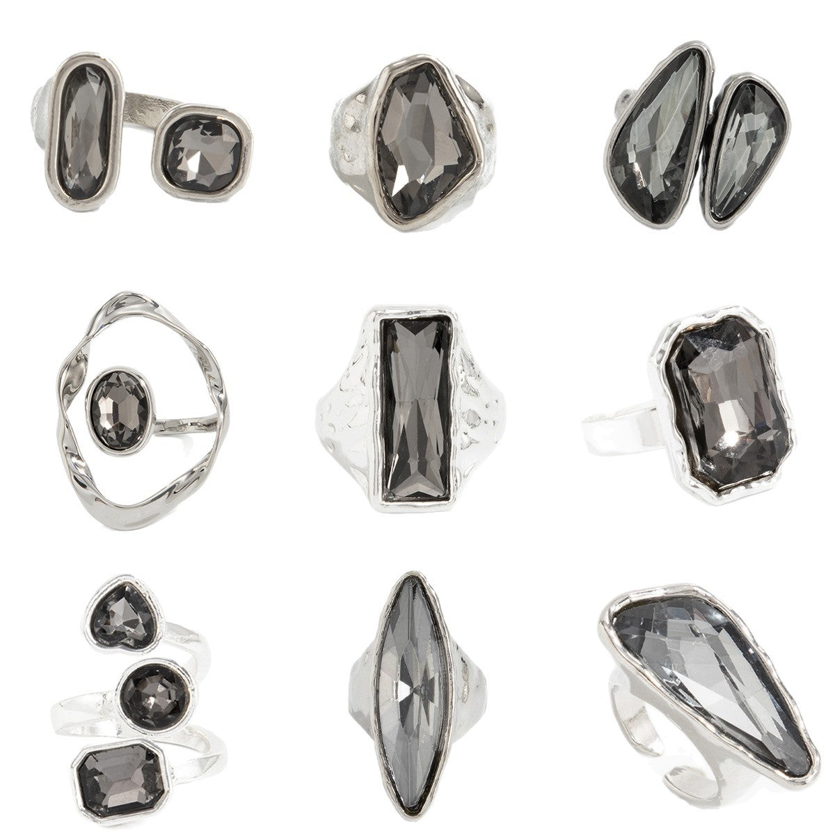 Geometric Acrylic Diamond Ring Set Trendy Fashion Rings