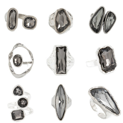 Geometric Acrylic Diamond Ring Set Trendy Fashion Rings