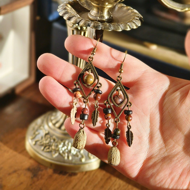 Handcrafted Vintage Geometric Feather Earrings Bohemian Style