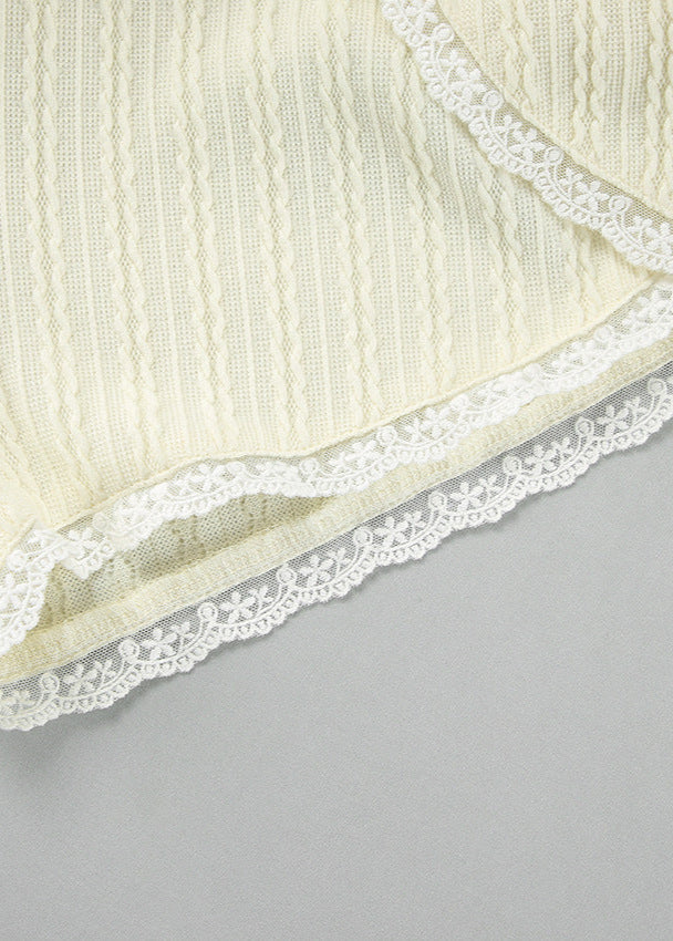 Knitted Two Piece Lounge Set With Lace Trim