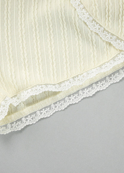 Knitted Two Piece Lounge Set With Lace Trim