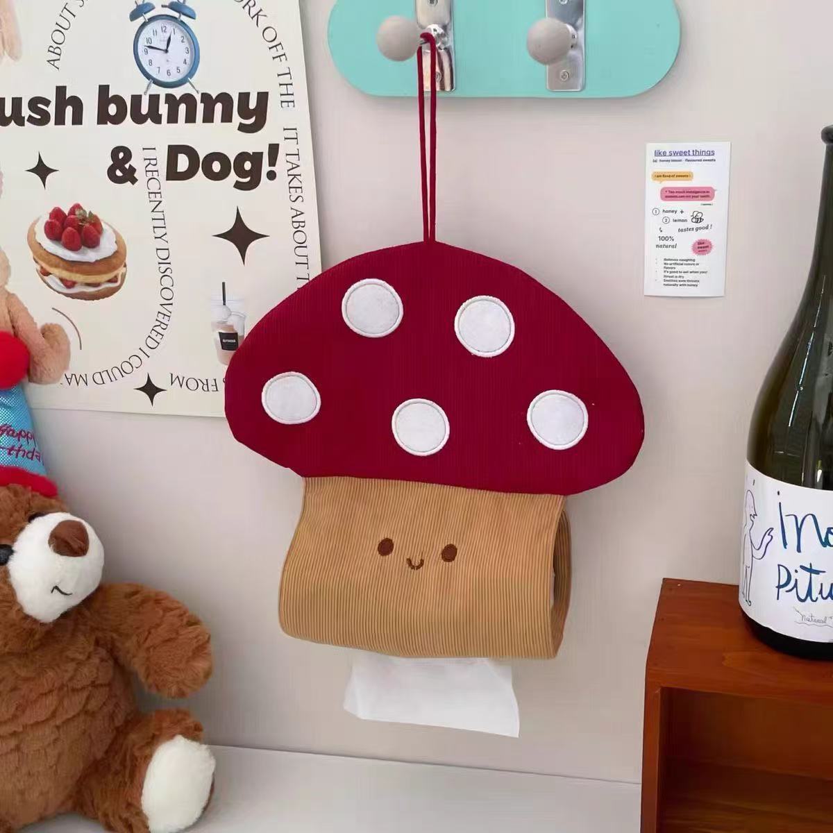 Cute Mushroom Tissue Holder Creative Wall-Mounted Storage Bag