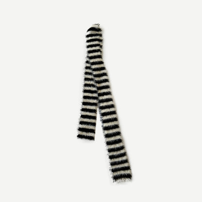 Knitted Striped Scarf Soft Faux Mink for Women