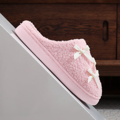 Bow Knot Plush Warm Winter Indoor Slippers