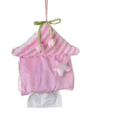Cute Star House Tissue Holder Fabric Hanging Tissue Pouch