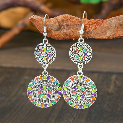 Geometric Metal Turquoise Dangle Earrings Trendy Bohemian Jewelry