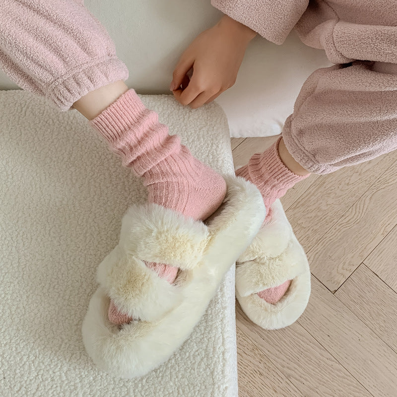 Casual Solid Color Thicken Plush Crew Socks