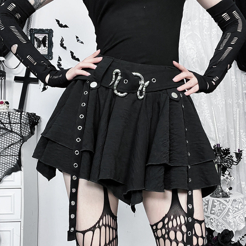 Gothic Style Asymmetrical Metal Half Skirt