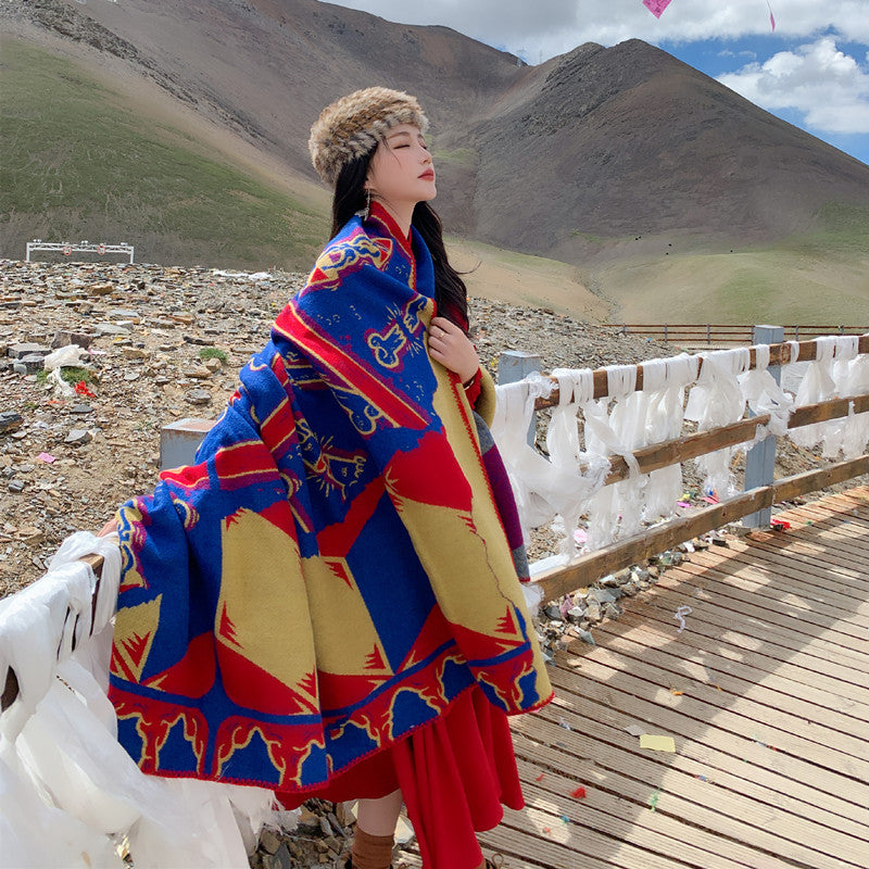 Ethnic Style Shawl Blanket Warm Cloak Cloak Tibetan Scarf